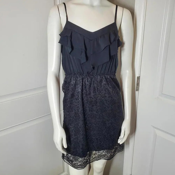 Xhilaration Black Ruffle Lace Mini Dress Size Medium Women's Juniors NWOT - Picture 6 of 13